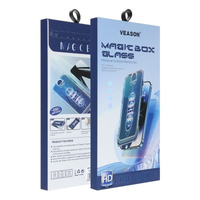 VEASON Full Face Tempered glass HD Magic Box Με Οδηγό Τοποθέτησης Για Apple iPhone 14 Pro Max 6,7" Μαύρο