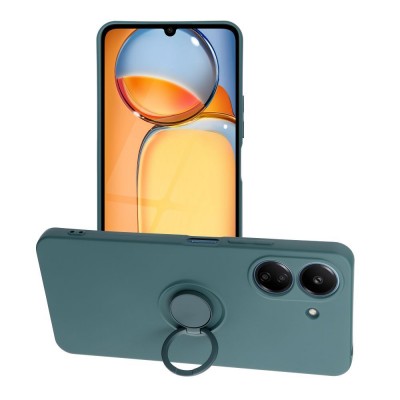 Oem Θήκη Σιλικόνης Με Ring Για Xiaomi Poco C65 Σκούρο - Πράσινο