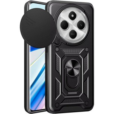 Oem Θήκη Armor Με Ring Stand TPU Case Με Προστασία Καρέρας Για Xiaomi Poco C75 4G Μαύρο