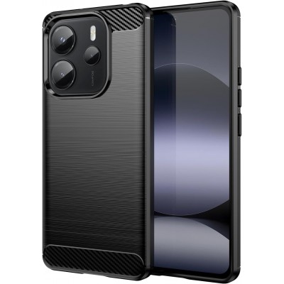 Oem Θήκη Σιλικόνης Carbon Για Xiaomi Redmi Note 14 4G Μαύρο
