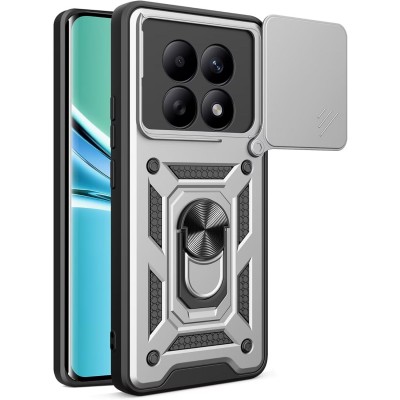 Oem Θήκη Slide Armor Back Cover Για Xiaomi Poco M8 5G Με Προστασία Κάμερας Ασημί