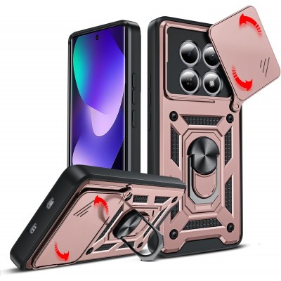 Oem Θήκη Slide Armor Back Cover Για Xiaomi Poco M8 5G Με Προστασία Κάμερας Ροζ - Χρυσό