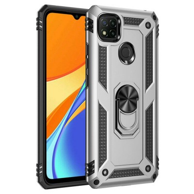 Oem Ring Holder Back Cover Για Xiaomi Redmi 9C / Redmi 10A  Ασημί
