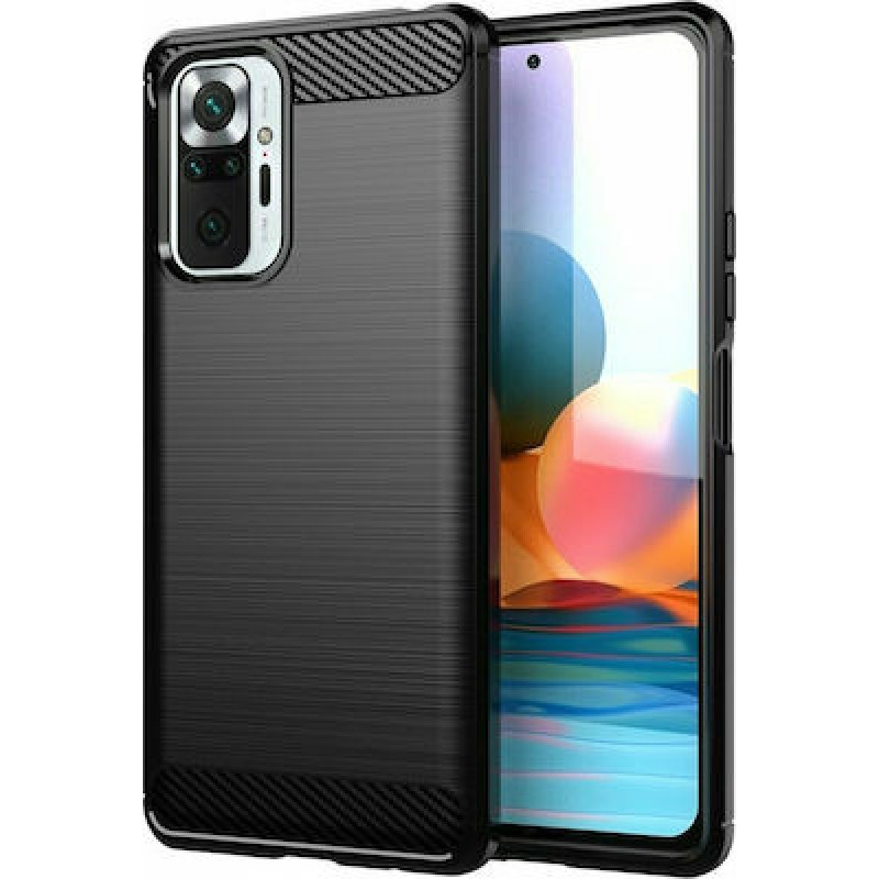 Oem Θήκη Σιλικόνης Carbon Για Xiaomi Redmi Note 10 Pro / 10 Pro Max  Μαύρο