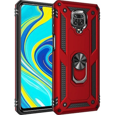Oem Ring Holder Back Cover Για Xiaomi Redmi Note 9 Pro / Redmi Note 9s / Note 9 Pro Max  Κόκκινο