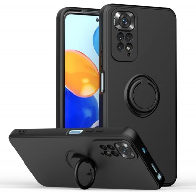 Oem ΄Θήκη Σιλικόνης Με Ring Για Xiaomi Redmi Note 11 Pro / Note 11 Pro 5G / Poco X4 Pro 5G Μαύρο