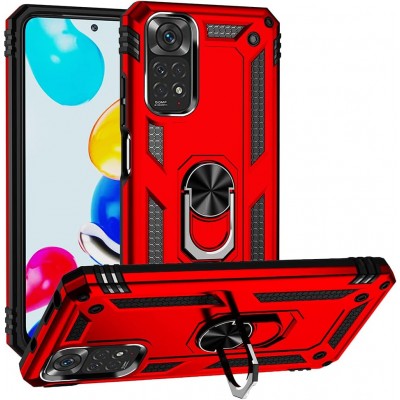 Oem Ring Holder Back Cover Για Xiaomi Redmi Note 11 4G ( GLOBAL ) / Redmi Note 11s 4G Κόκκινο