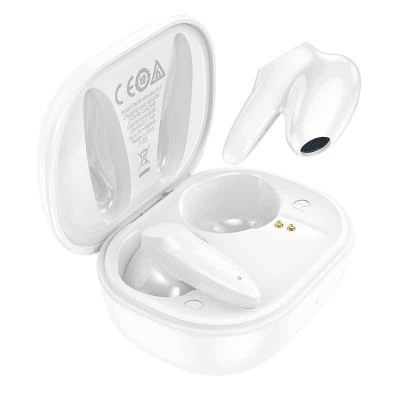 Borofone W18 Mini Earbud Bluetooth Handsfree Ακουστικά με Θήκη Φόρτισης Άσπρο