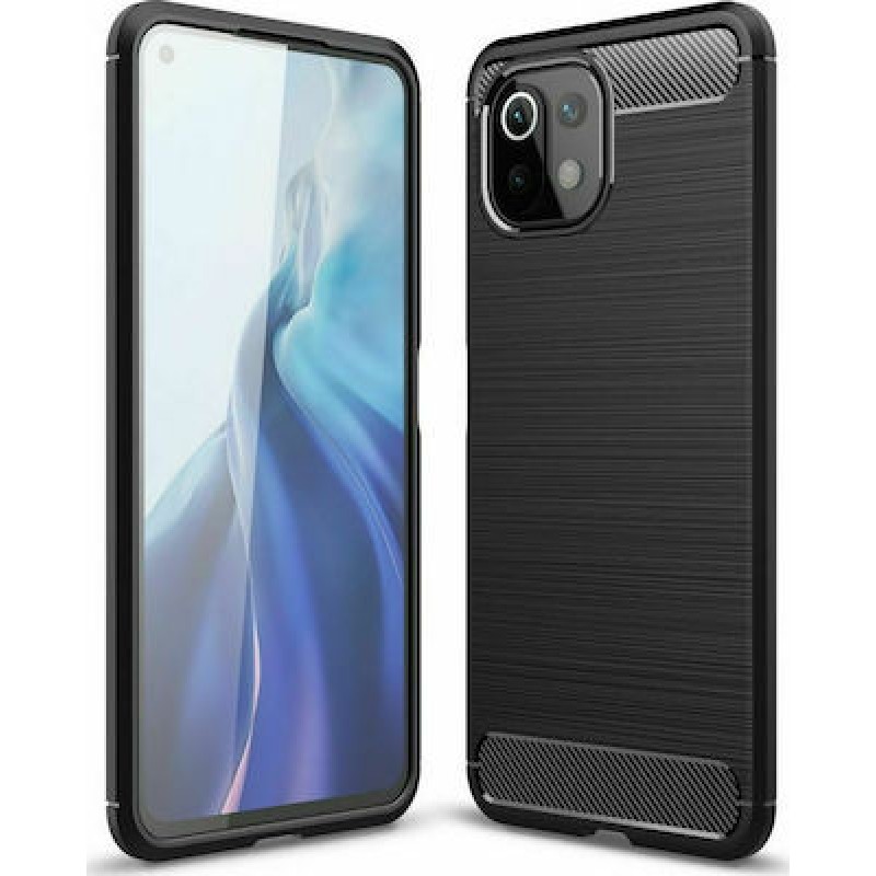 Oem Θήκη Σιλικόνης Carbon Για Xiaomi Mi 11 Lite 4G / 5G  Μαύρο
