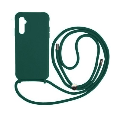 Oem Cord Silicone Πράσινη Θήκη Για Apple iPhone 16 5G 6,1" Με Λουρί Σκούρο - Πράσινο