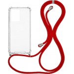 Oem Cord Silicone Διάφανη Θήκη Για Apple iPhone 13 Pro Max 6.7" Με Λουρί Κόκκινο