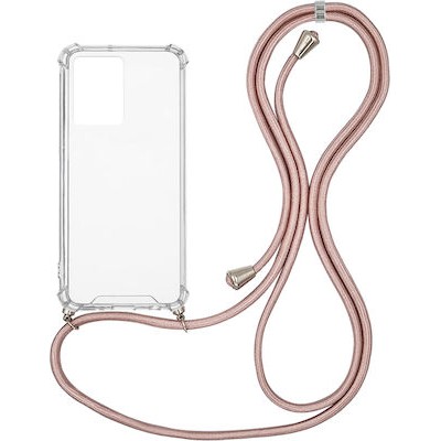 Oem Cord Silicone Διάφανη Θήκη Για Apple iPhone 13 6.1'' Με Λουρί Ροζ - Χρυσό