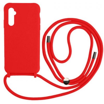 Oem Cord Silicone Κόκκινη Θήκη Για Apple iPhone 16 5G 6,1" Με Λουρί Κόκκινο