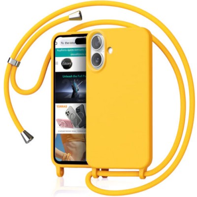 Oem Cord Silicone Κίτρινη Θήκη Για Apple iPhone 16 5G 6,1" Με Λουρί Κίτρινο