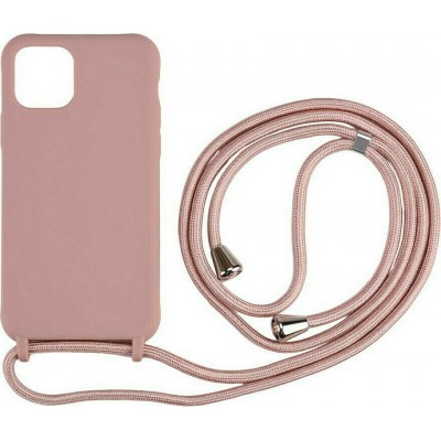 Oem Cord Silicone Ροζ Θήκη Για Apple iPhone 15 Pro 5G 6,1 Με Λουρί Ροζ