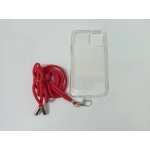 Oem Cord Silicone Διάφανη Θήκη ΓΙΑ Apple iPhone 13 Pro Max 6.7" Με Λουράκι Κόκκινο