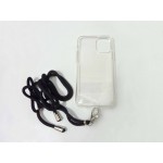 Oem Cord Silicone Διάφανη Θήκη ΓΙΑ Apple iPhone 13 Pro Max 6.7" Με Λουράκι Μαύρο