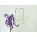 Oem Cord Silicone Διάφανη Θήκη ΓΙΑ Apple iPhone 13 Pro Max 6.7" Με Λουράκι Μωβ