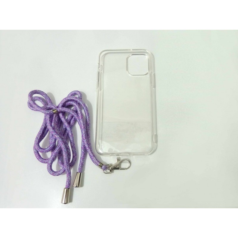 Oem Cord Silicone Διάφανη Θήκη ΓΙΑ Apple iPhone 13 Pro Max 6.7" Με Λουράκι Μωβ