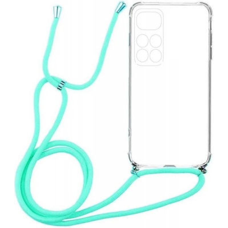 Oem Cord Silicone Διάφανη Θήκη Για Samsung Galaxy A12 / M12 / F12 Με Λουρί Τιρκουάζ