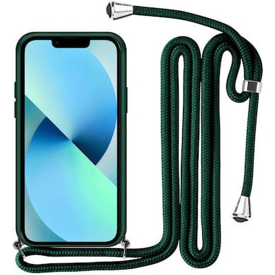 Oem Cord Silicone   Σκούρο Πράσινο Για Apple iPhone 14 Pro Max 6.7" Με Λουρί Σκούρο Πράσινο