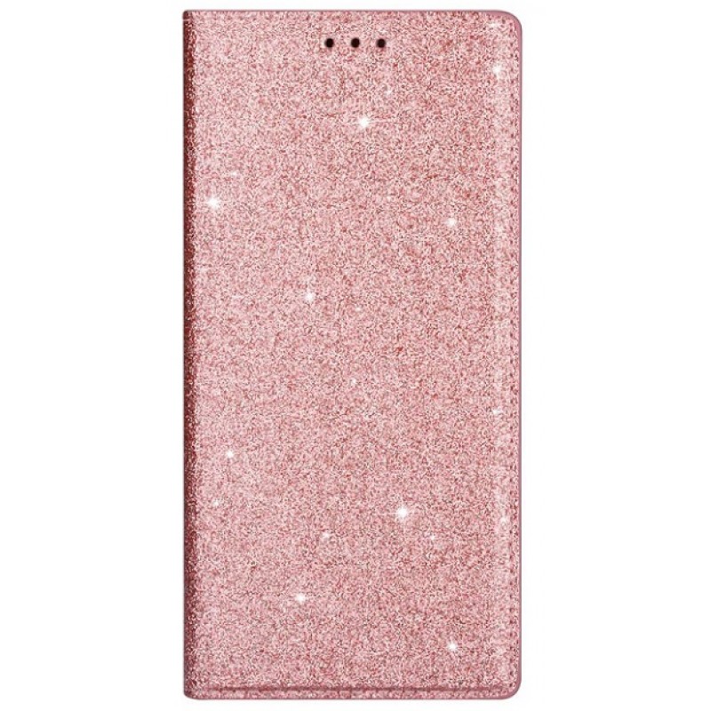 Oem Θήκη Βιβλίο Shining Χρυσόσκονη Για  Για Xiaomi Redmi Note 9 5G / Note 9T Χρυσή - Ροζ