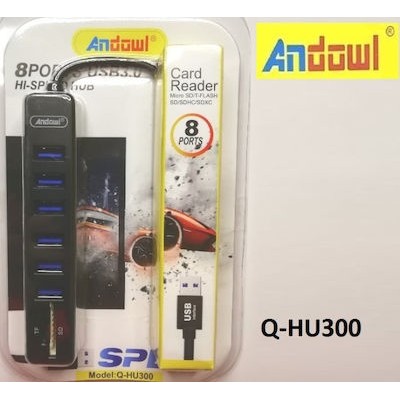 USB Hub – Card Reader ANDOWL Q-HU300 με 8 θύρες Μαύρο