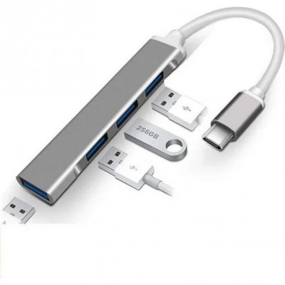 Oem Hub Type-C Σε USB 2.0 Με 4 Θύρες Ασημί