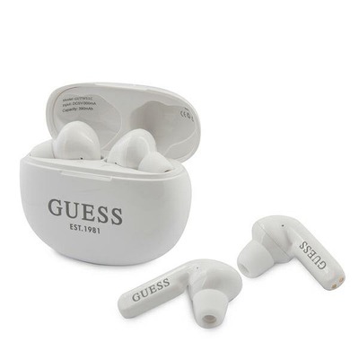 Bluetooth Earphones Stereo TWS GUESS V5.0 4H MUSIC TIME with docking station Άσπρο