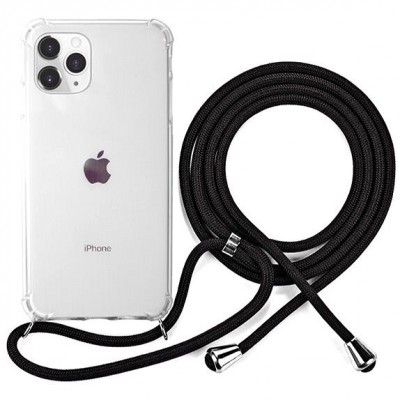 Oem Cord Silicone   Διάφανη Θήκη Apple iPhone 12 / 12 Pro 6,1'' Με Λουρί Μούρο