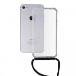 Oem Cord Silicone  Διάφανη Θήκη Για Apple iPhone 7 / 8 / SE 2020 / SE 2022 Με Λουρί Μαύρο