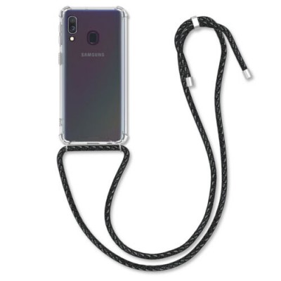 Oem Cord Silicone   Διάφανη Θήκη Για Samsung Galaxy A40 Με Λουρί Μαύρο
