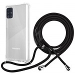 Oem Cord Silicone   Διάφανη Θήκη Για Samsung Galaxy A21s Με Λουρί Μούρο