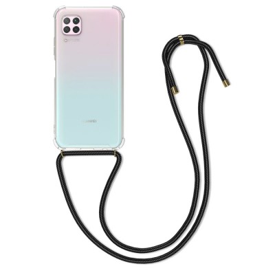 Oem Cord Silicone  Διάφανη Θήκη Για Huawei P40 Lite Με Λουρί Μαύρο