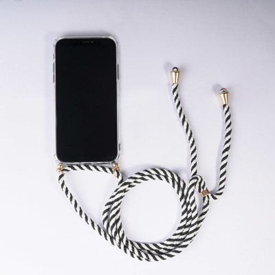 Oem Cord Silicone  Διάφανη Θήκη Για Xiaomi Redmi Note 10 4G / 10S Με Λουρί Άσπρο - Μαύρο