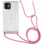 Oem Cord Silicone Διάφανη Θήκη Για Apple iPhone 11 Με Λουρί Ροζ