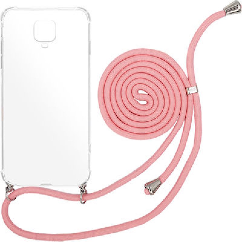Oem Cord Silicone   Διάφανη Θήκη Για Xiaomi Redmi Note 9 Pro / Redmi Note 9s / Note 9 Pro Max Με Λουράκι Ρος