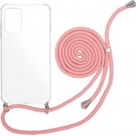 Oem Cord Silicone   Διάφανη Θήκη Για Samsung Galaxy A41 Με Λουρί Ροζ