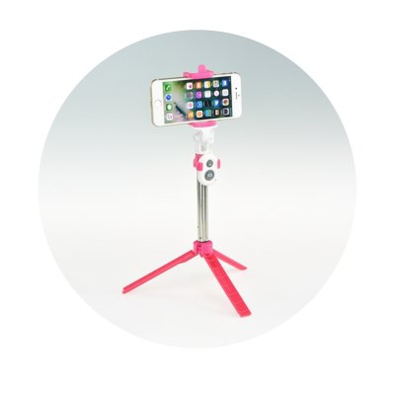 Oem Combo selfie stick with tripod and remote control bluetooth Ροζ