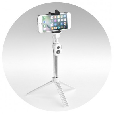 Oem Combo selfie stick with tripod and remote control bluetooth Λευκό