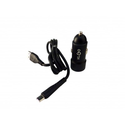 KLGO 2USB  Car Charger με καλώδιο  Type C  TG-621 Μαύρο