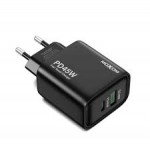 MOXOM MX-HC178 Φορτιστής Ταξίδου Με Type C  Και USB  Υποδοχή 3A 45W  Quick Charge 4.0 Μαύρο