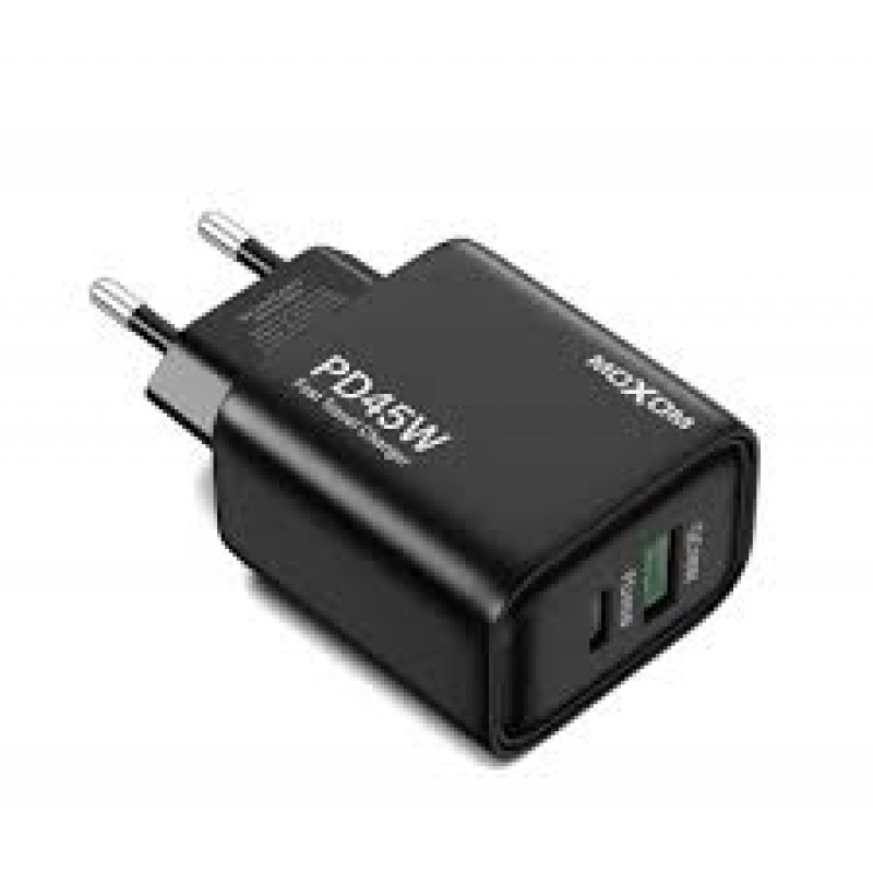 MOXOM MX-HC178 Φορτιστής Ταξίδου Με Type C  Και USB  Υποδοχή 3A 45W  Quick Charge 4.0 Μαύρο