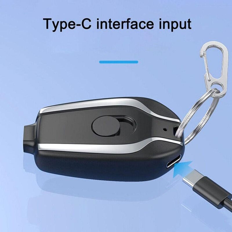 Oem Μπρελόκ Power Bank 1500mAh Type C Για Έκτακτη Ανάγκη Μαύρο