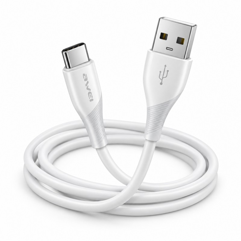 Awei CL-182T Καλώδιο Φόρτισης Fast USB 2.0 Cable USB-C male - USB-A 3.A 1m Λευκό 