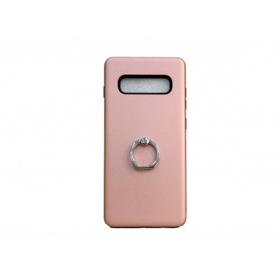 OEM Hard Back Cover Ring Stand Case Σκληρή Θήκη με Δαχτυλίδι Στήριξης Για Samsung Galaxy S10 Ροζ - Χρυσό