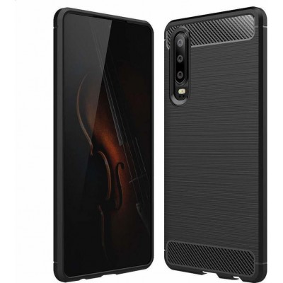Θήκη Σιλικόνης Carbon Για  Huawei P30  Μαύρο