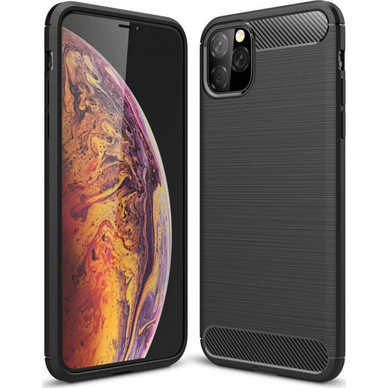 Oem Θήκη Σιλικόνης Carbon Για Apple iPhone 11 Pro Max Μαύρο