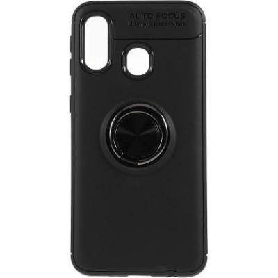 Forcell Back Cover Σιλικόνης Μαύρο με Δαχτυλίδι Στήριξης Για Samsung Galaxy A20E  Μαύρο