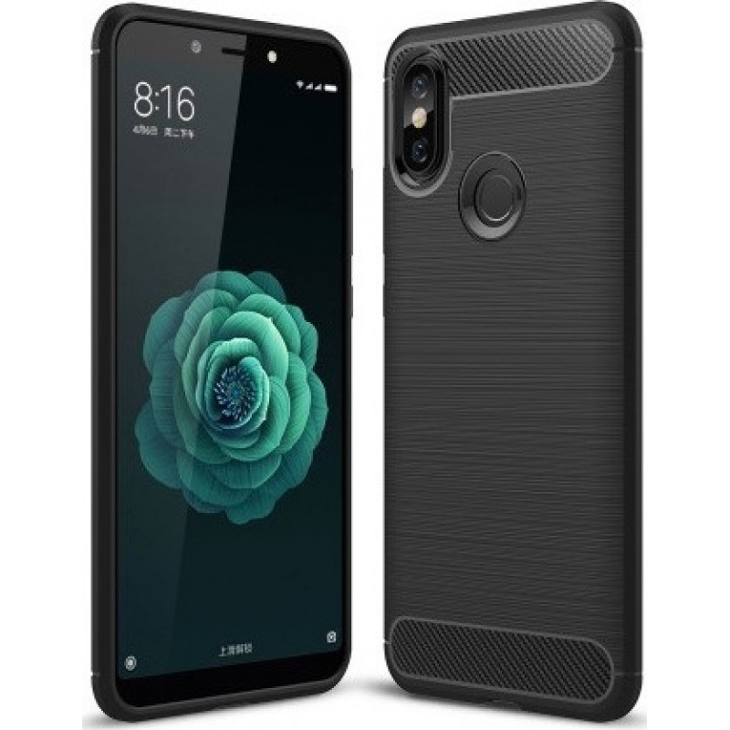 Oem Θήκη Σιλικόνης Carbon Για Xiaomi Mi A2  Μαύρο